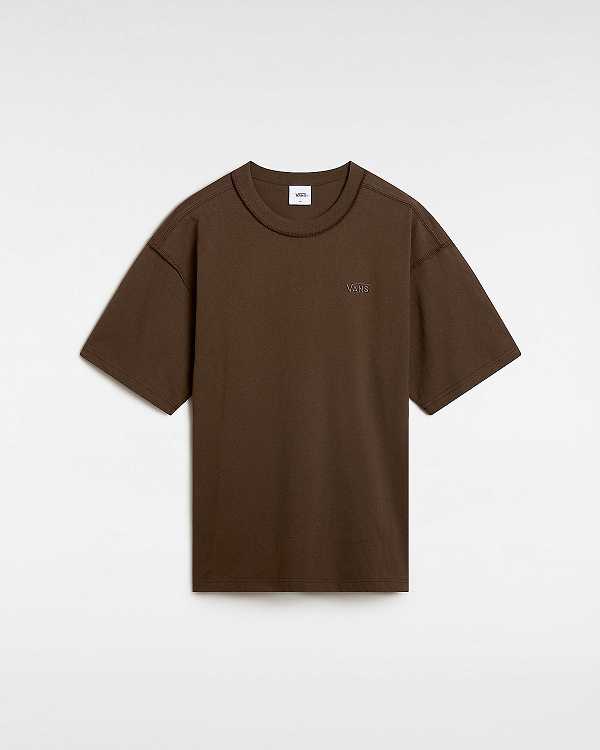 Men Vans Premium Short Sleeve T Shirts Brown Malaysia | VN4801572