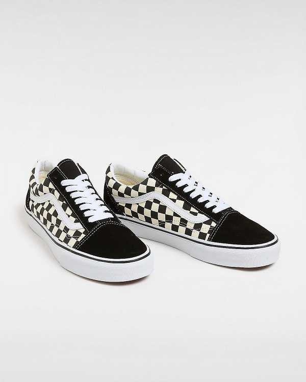 Men Vans Primary Check Old Skool Sneakers Black / White Malaysia | VN5870931