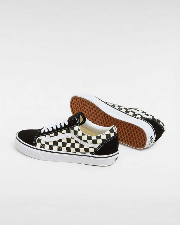Men Vans Primary Check Old Skool Sneakers Black / White Malaysia | VN5870931