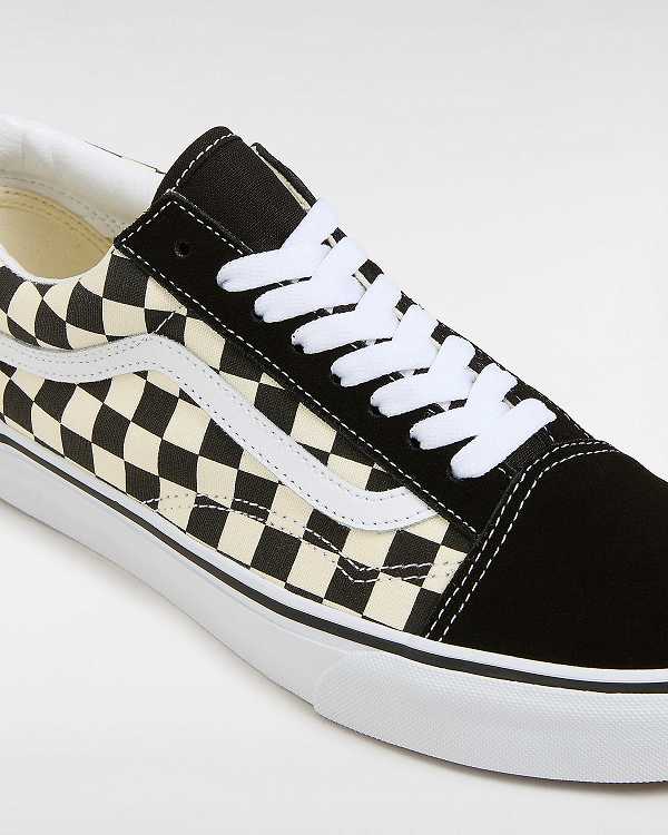 Men Vans Primary Check Old Skool Sneakers Black / White Malaysia | VN5870931