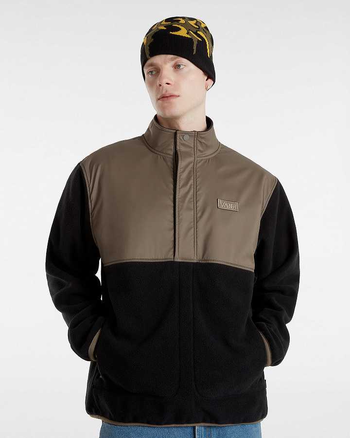 Men Vans Ranford Polar Fleece Loose Pullover Black / Brown Malaysia | VN7962058