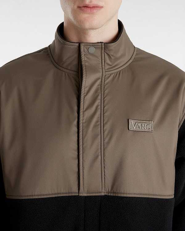 Men Vans Ranford Polar Fleece Loose Pullover Black / Brown Malaysia | VN7962058