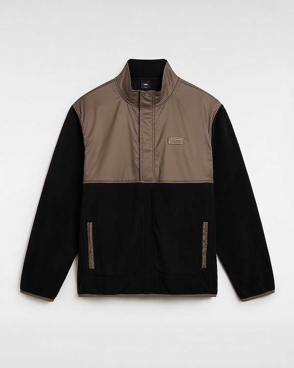 Men Vans Ranford Polar Fleece Loose Pullover Black / Brown Malaysia | VN7962058