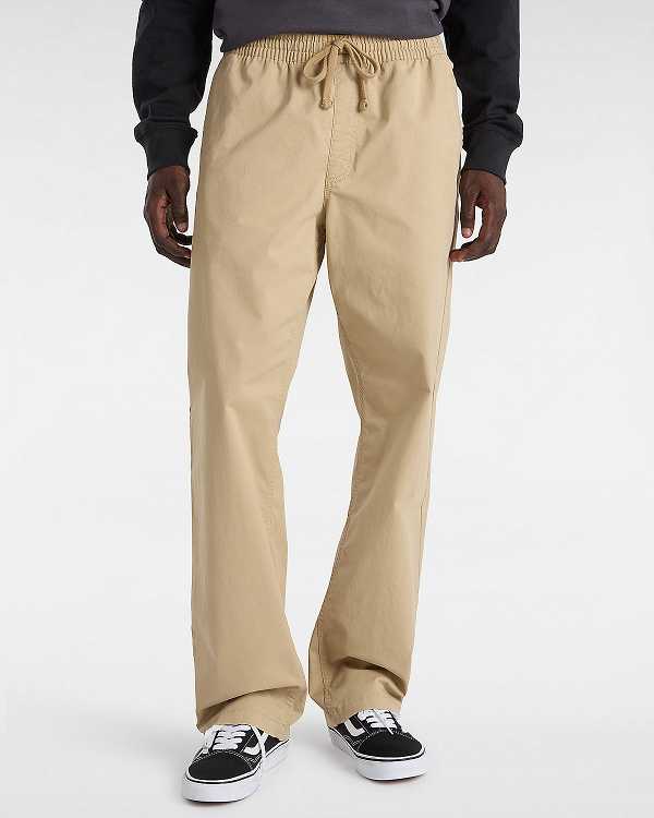 Men Vans Range Relaxed Elastic Pants Beige Malaysia | VN5903617