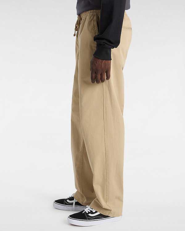 Men Vans Range Relaxed Elastic Pants Beige Malaysia | VN5903617