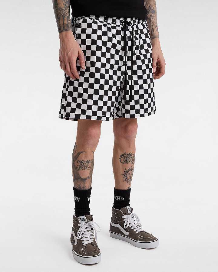 Men Vans Range Relaxed Elastic Shorts Black / White Malaysia | VN1057263
