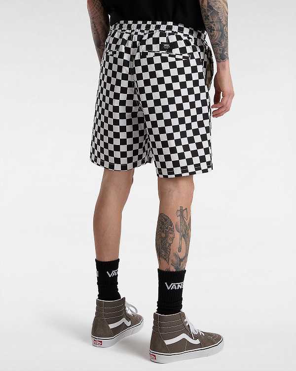 Men Vans Range Relaxed Elastic Shorts Black / White Malaysia | VN1057263