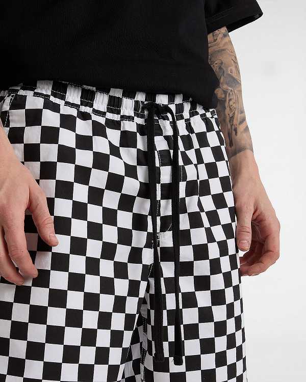 Men Vans Range Relaxed Elastic Shorts Black / White Malaysia | VN1057263