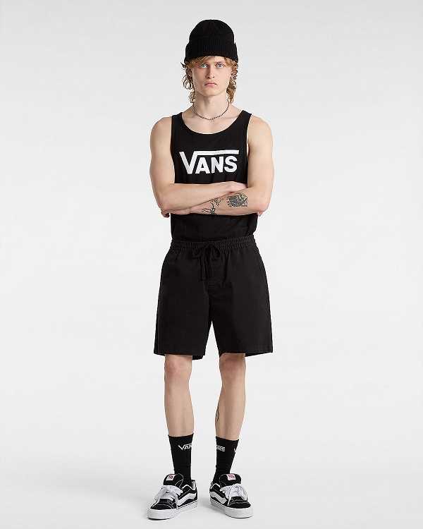 Men Vans Range Relaxed Elastic Shorts Black Malaysia | VN7954086