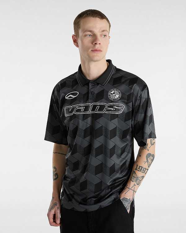 Men Vans Rigsby Soccer Polo Shirt Black Malaysia | VN9076385