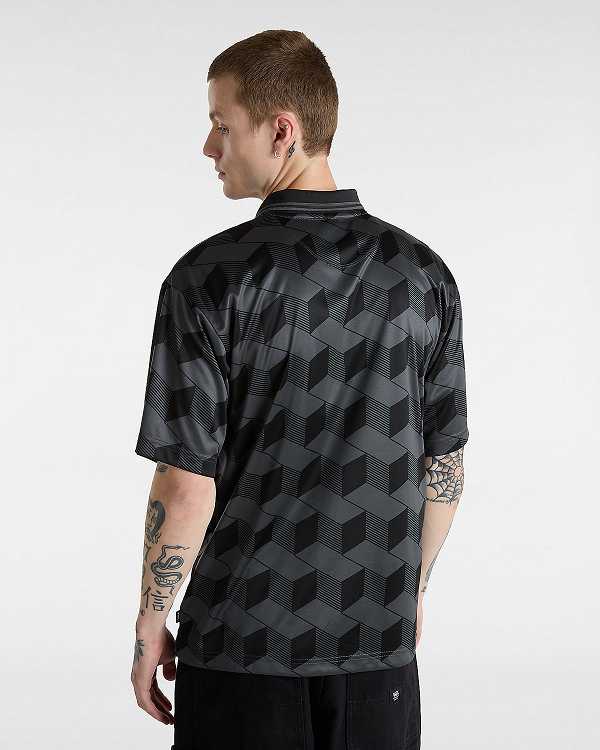 Men Vans Rigsby Soccer Polo Shirt Black Malaysia | VN9076385