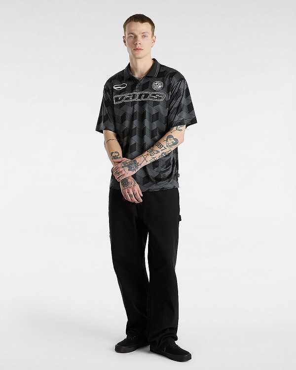 Men Vans Rigsby Soccer Polo Shirt Black Malaysia | VN9076385