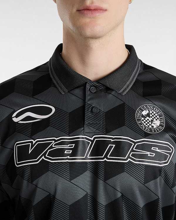 Men Vans Rigsby Soccer Polo Shirt Black Malaysia | VN9076385