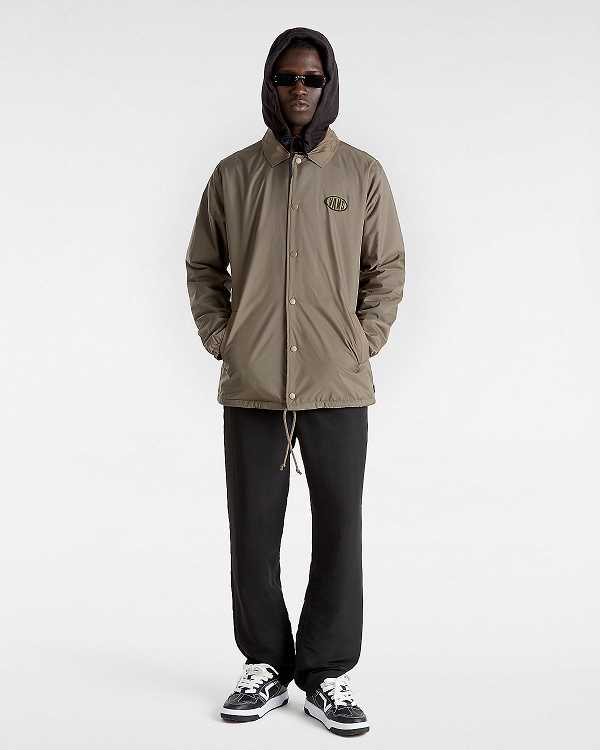 Men Vans Riley Coaches Jacket Brown Malaysia | VN8514976