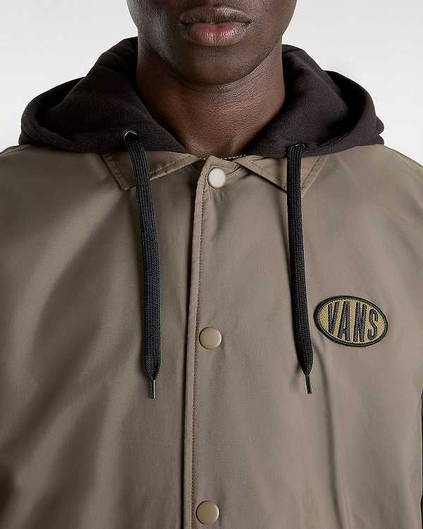 Men Vans Riley Coaches Jacket Brown Malaysia | VN8514976