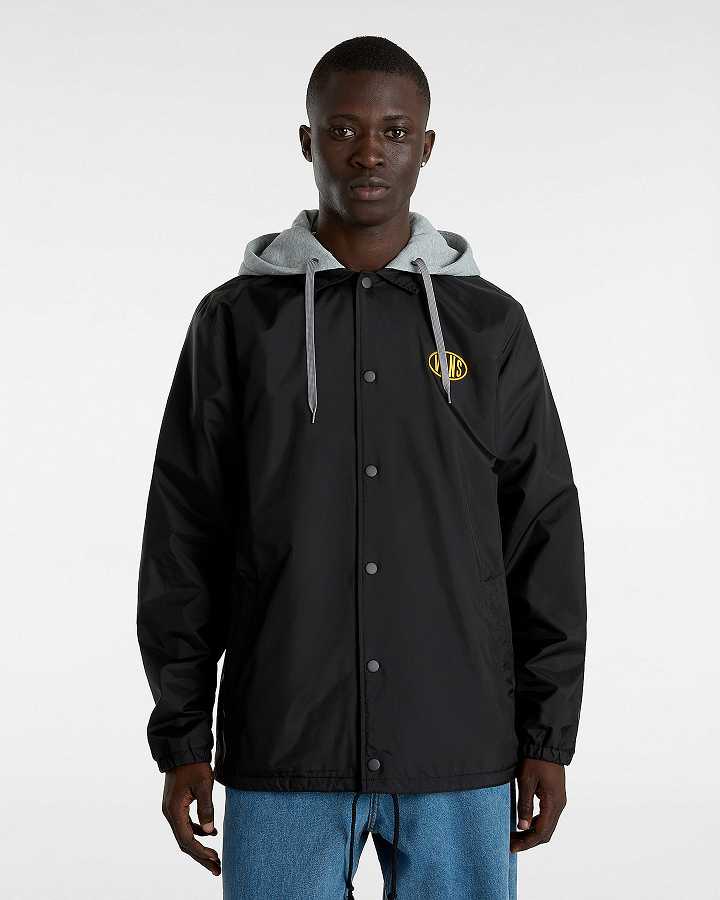 Men Vans Riley II Coach Jacket Black Malaysia | VN4725031