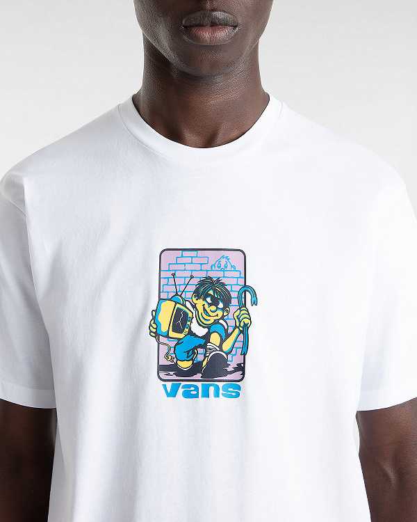 Men Vans Robbie T Shirts White Malaysia | VN7581306