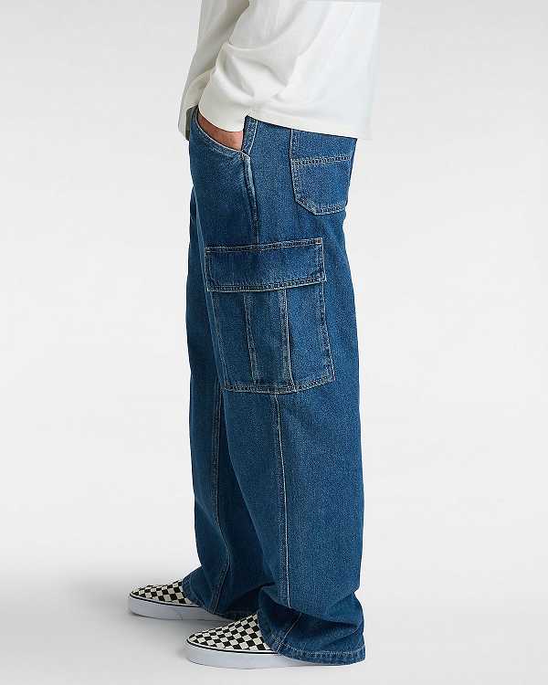 Men Vans Service Cargo Loose Pants Blue Malaysia | VN3754928