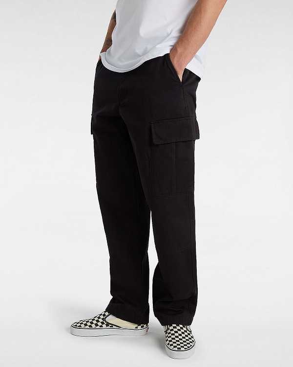 Men Vans Service Cargo Loose Tapered Pants Black Malaysia | VN4928307