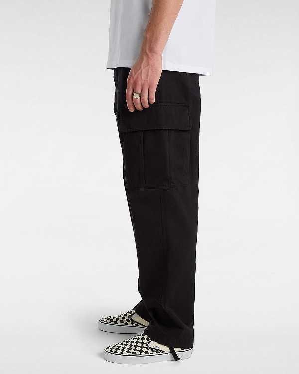 Men Vans Service Cargo Loose Tapered Pants Black Malaysia | VN4928307