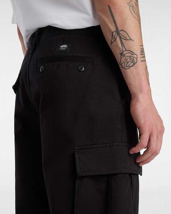 Men Vans Service Cargo Loose Tapered Pants Black Malaysia | VN4928307