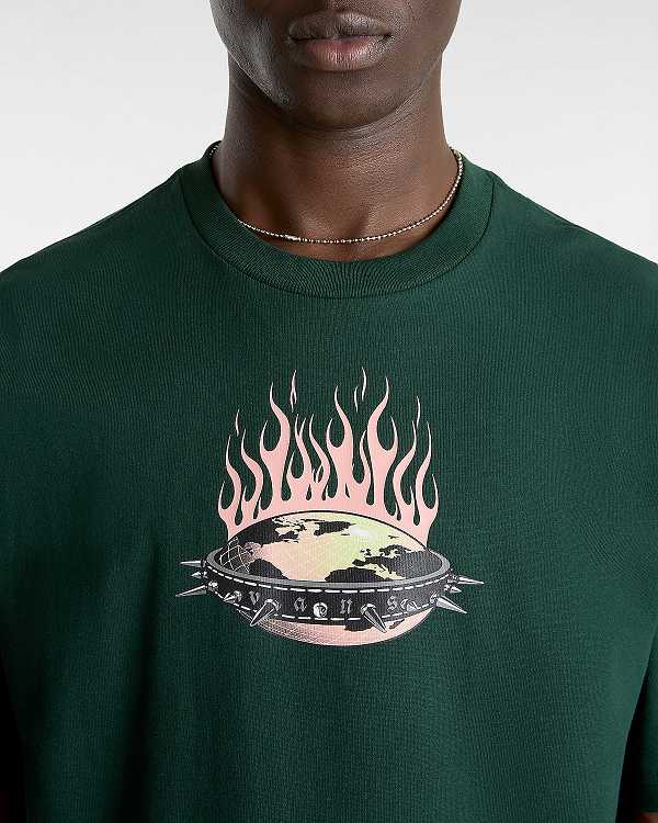 Men Vans Skate Global Dominance T Shirts Green Malaysia | VN8607451