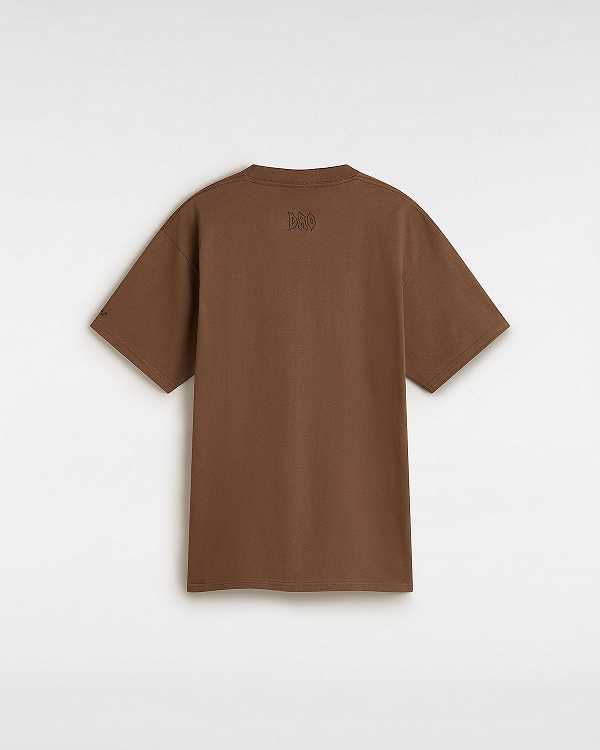 Men Vans Skate Pedro Delfino T Shirts Brown Malaysia | VN4560328