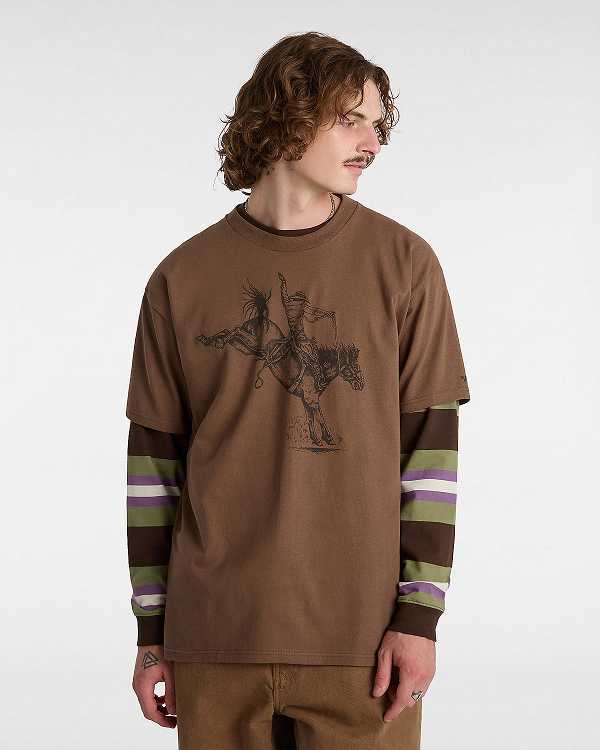 Men Vans Skate Pedro Delfino T Shirts Brown Malaysia | VN4560328