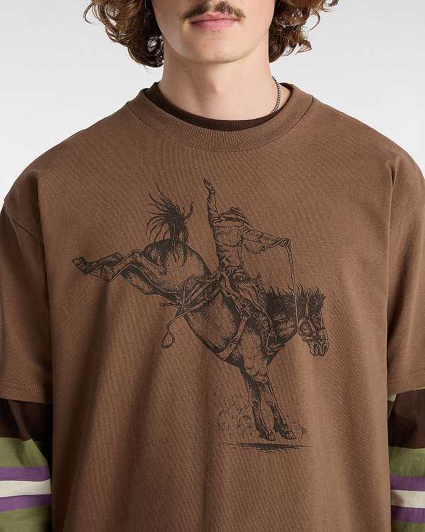Men Vans Skate Pedro Delfino T Shirts Brown Malaysia | VN4560328
