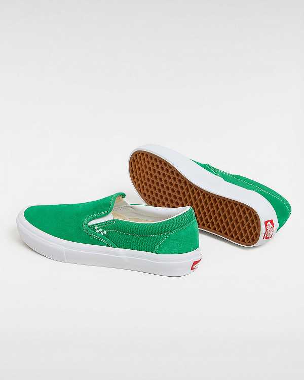 Men Vans Skate Slip On Shoes Green / White Malaysia | VN0785142