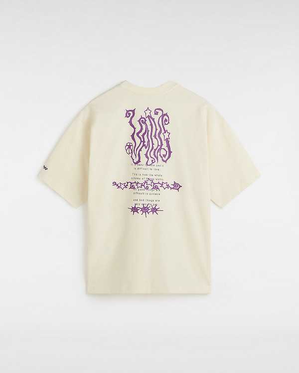 Men Vans Skate difficult to love T Shirts White Malaysia | VN1269357