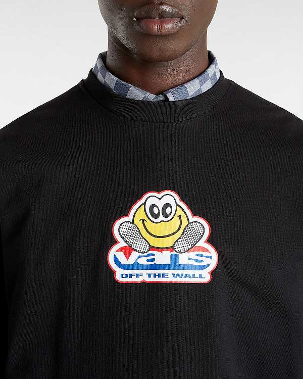 Men Vans Soles Loose T Shirts Black Malaysia | VN2196473