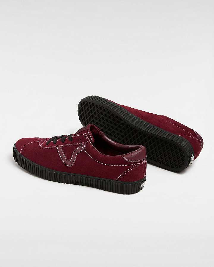 Men Vans Sport Low Creeper Suede Sneakers Black / Red Malaysia | VN7264390