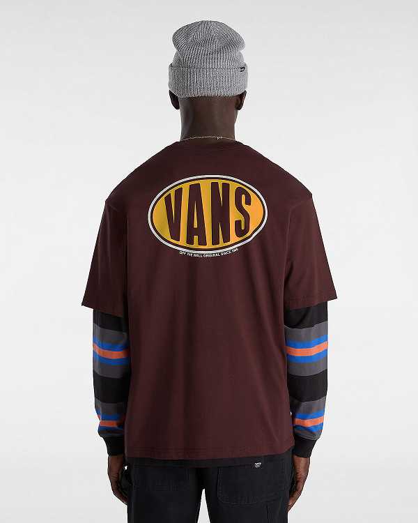 Men Vans Spray On T Shirts Brown Malaysia | VN1340896