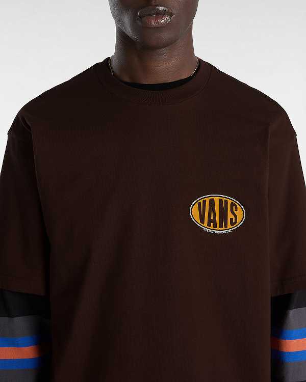 Men Vans Spray On T Shirts Brown Malaysia | VN1340896