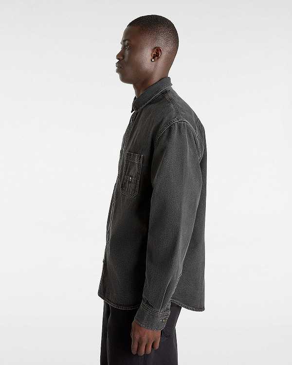 Men Vans Stevens Denim Long Sleeve Shirts Black Malaysia | VN0513678