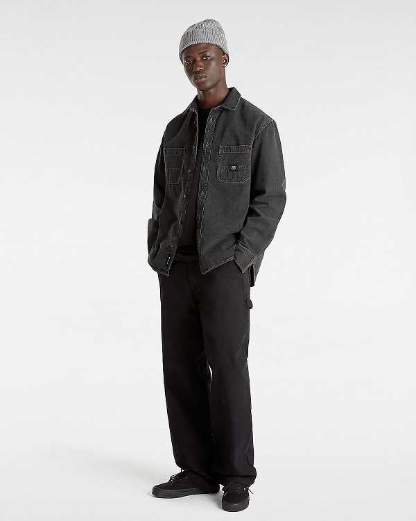 Men Vans Stevens Denim Long Sleeve Shirts Black Malaysia | VN0513678