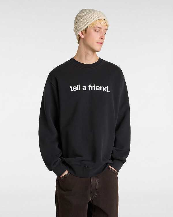 Men Vans Tell a Friend Crew Sweatshirt Black Malaysia | VN1350648