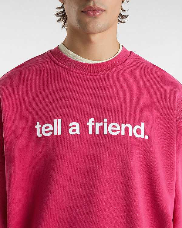 Men Vans Tell a Friend Crew Sweatshirt Red Malaysia | VN0485132