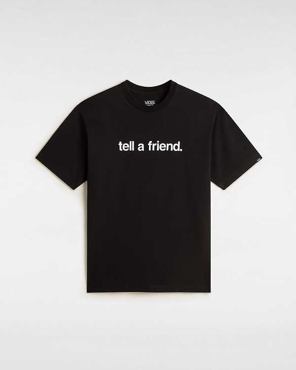 Men Vans Tell a Friend T Shirts Black Malaysia | VN7986231