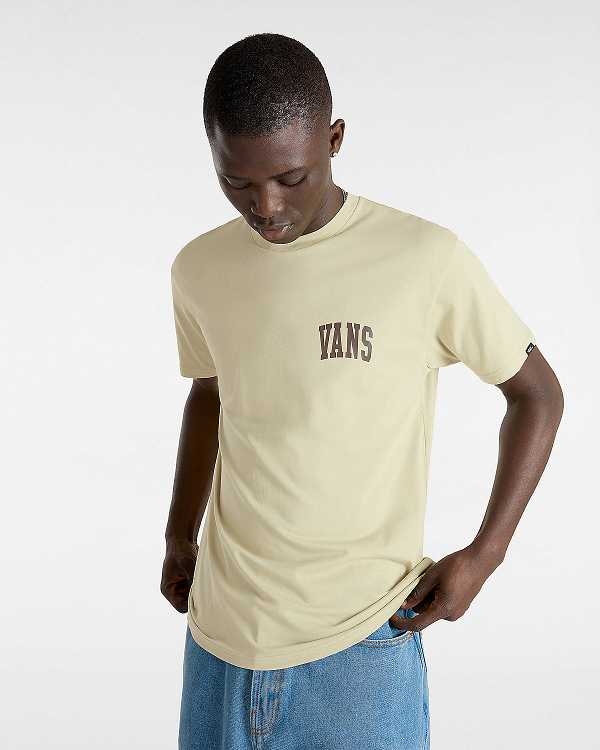 Men Vans Varsity T Shirts Beige Malaysia | VN3275164