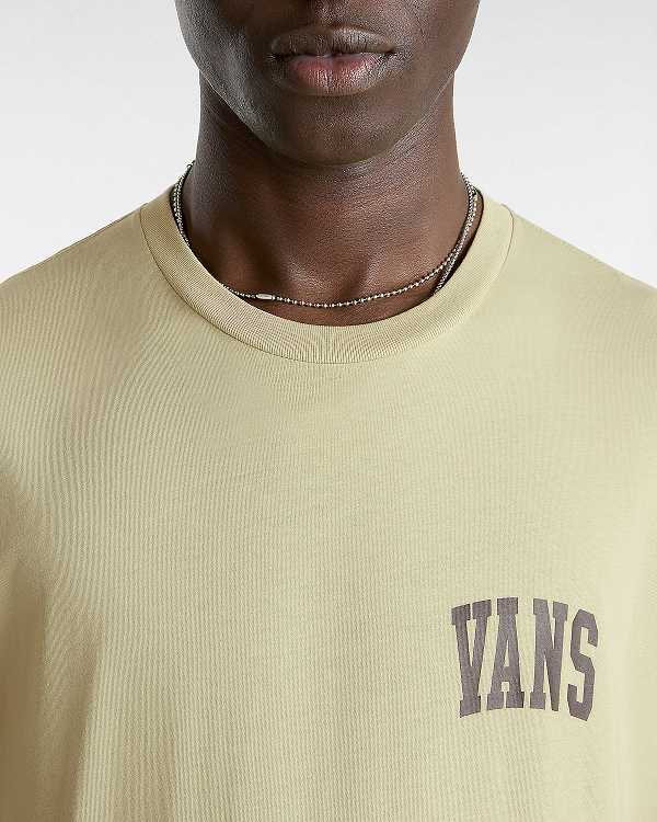 Men Vans Varsity T Shirts Beige Malaysia | VN3275164