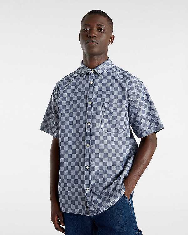 Men Vans Wade Checkerboard Shirts Blue Malaysia | VN1826947
