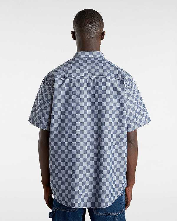 Men Vans Wade Checkerboard Shirts Blue Malaysia | VN1826947