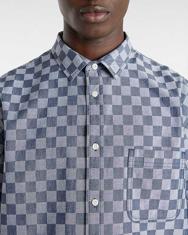 Men Vans Wade Checkerboard Shirts Blue Malaysia | VN1826947