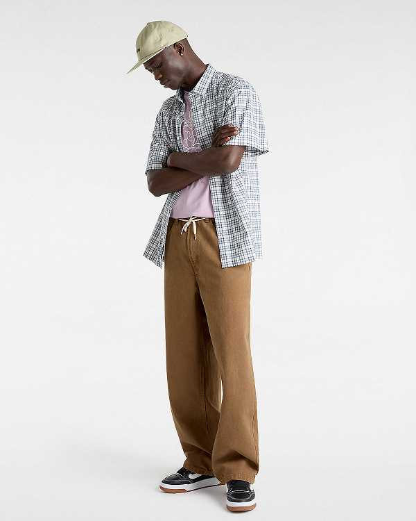 Men Vans Wilshire Mini Plaid Shirts White Malaysia | VN1087634
