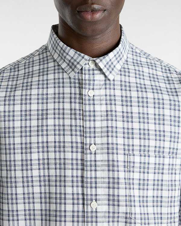 Men Vans Wilshire Mini Plaid Shirts White Malaysia | VN1087634