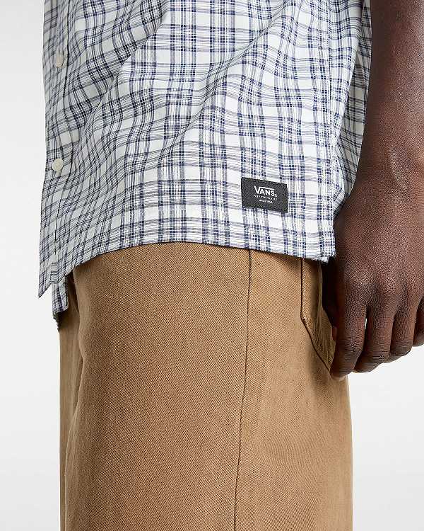 Men Vans Wilshire Mini Plaid Shirts White Malaysia | VN1087634