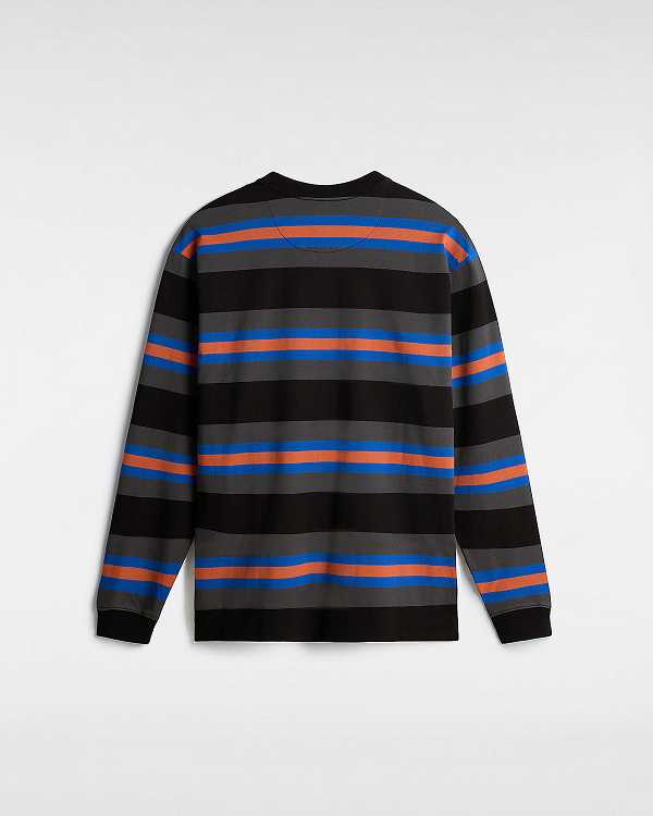 Men Vans Wilton Long Sleeve Knit Shirts Black Malaysia | VN2634708