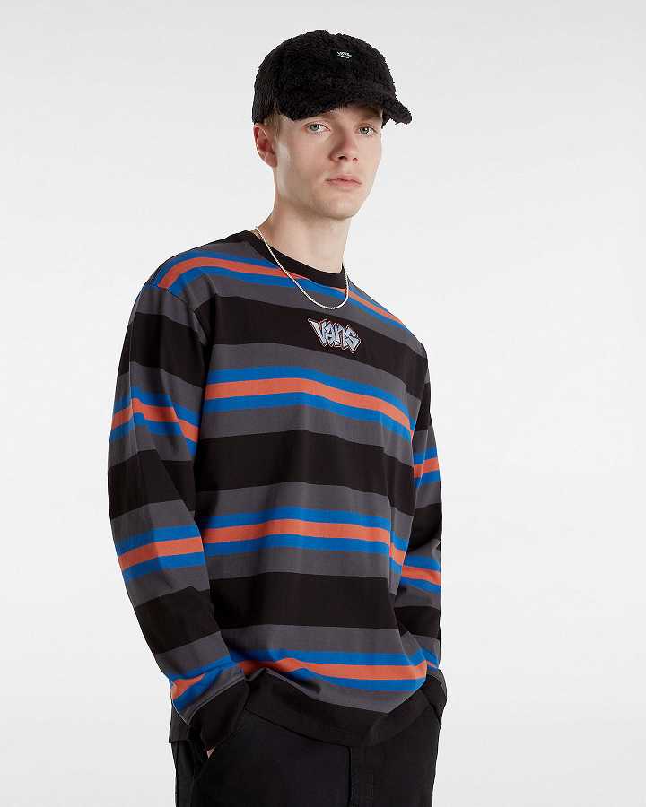 Men Vans Wilton Long Sleeve Knit Shirts Black Malaysia | VN2634708